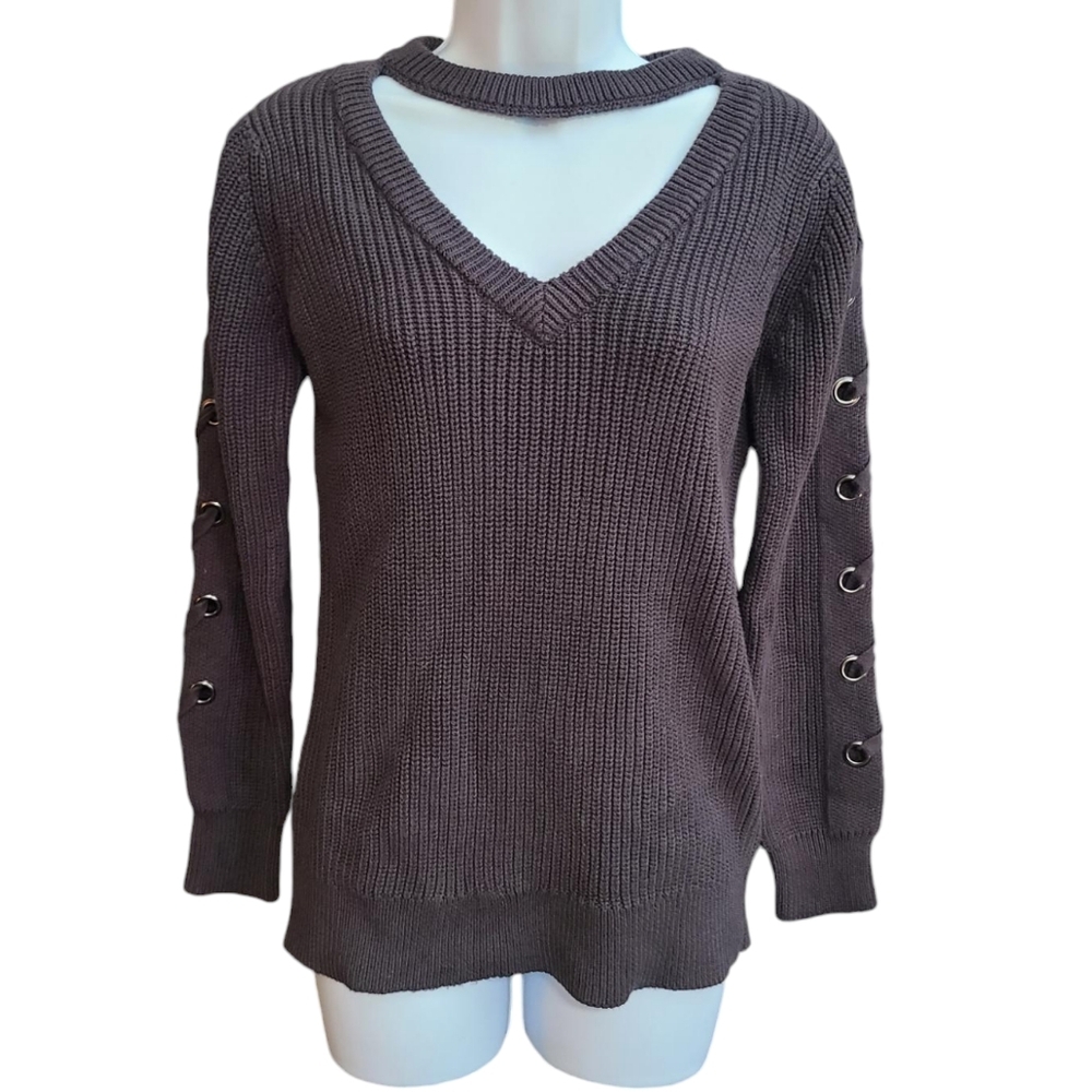 NEW SKIES ARE BLUE sweater lace up sleeves M